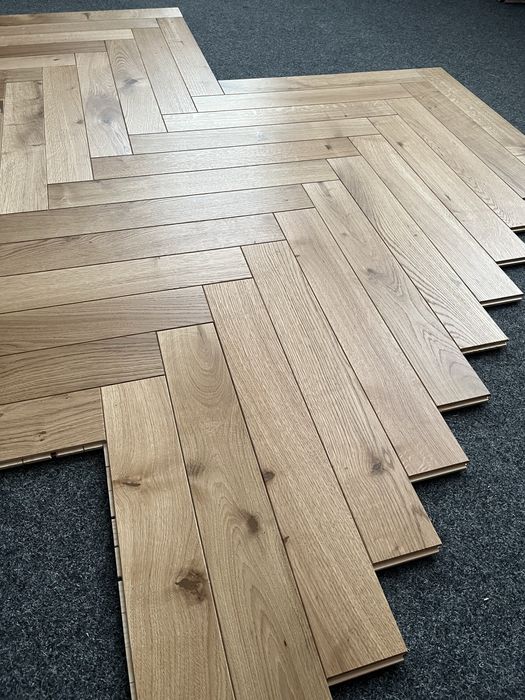 Podłoga Drewniana Jodełka Dąb Rustic, 4faza, 15x90x600mm, Olejowosk UV