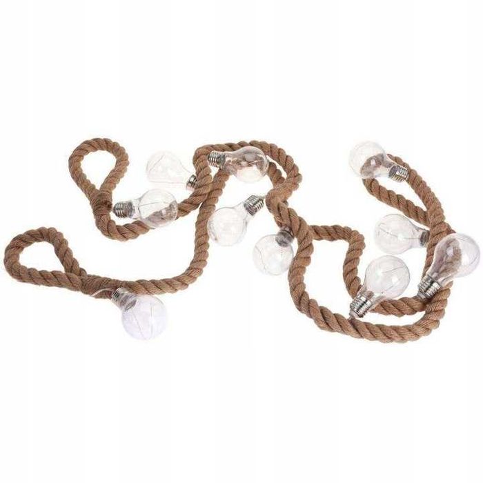 Girlanda lampion jutowa na sznurze lina żarówki LED dekoracje do domu