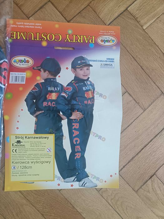 Strój karnawałowy kierowca wyścigowy na 128