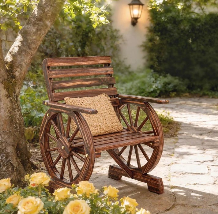 2 Bancos de Jardim em Madeira com bracos