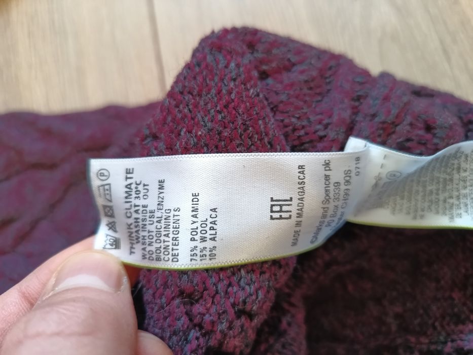 Sweter męski M&S roz. L merino and alpaca bordowy