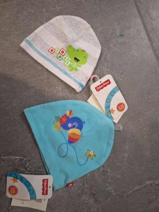 Nowe 2 czapki fisher price 0-24 miesiące