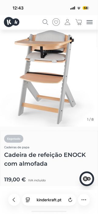Cadeira Refeiçao KinderKraft Cinza