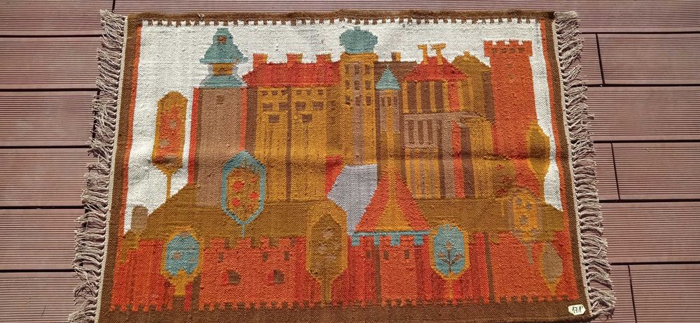 Kilim wełniany ręcznie tkany PRL CEPELIA