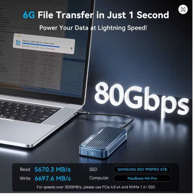 Внешний корпус SSD накопителя Acasis TB501 PRO 80 Гбит/с USB4 M.2 NVMe
