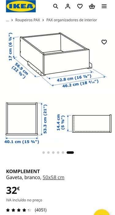 Gaveta Komplement  Branco 50x58