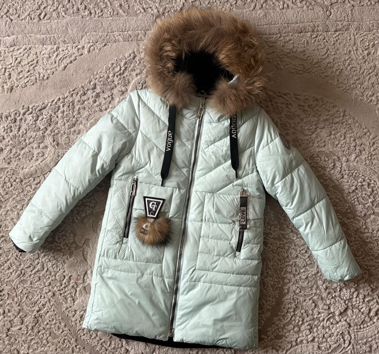 Зимова тепла подовжена куртка пальто на дівчинку 146-164