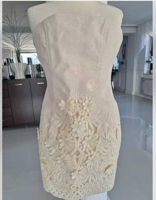 H&M elegancka sukienka wesele ślub haftowana