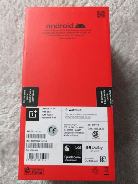 OnePlus 10T 5G 8/128 DualSim 6,7" AMOLED 50Mpx Ładowanie 150W Stereo