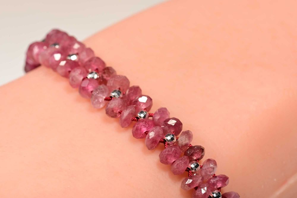 Bransoletka Turmalin Różowy Srebro 925