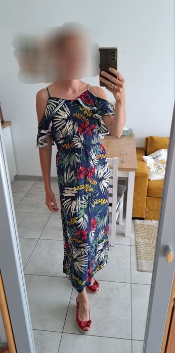 Sukienka maxi hiszpanka Conos M lekka zwiewna summer dress floral maxi