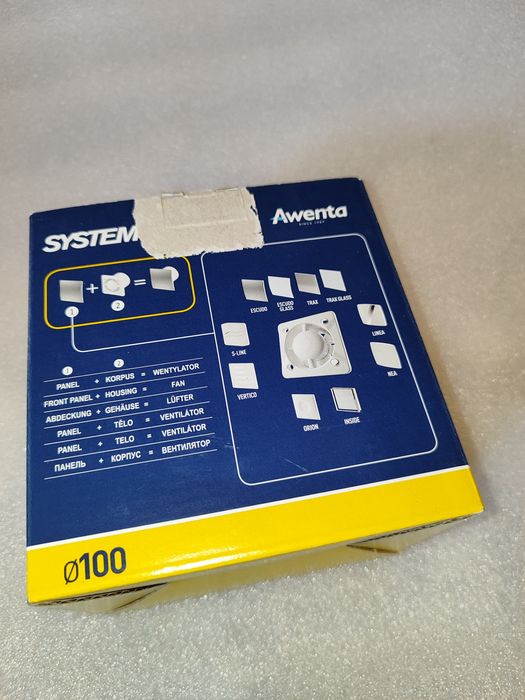 Zestaw NOWE wiatrak wentylator do łazienki 100 System+ Awenta korpus