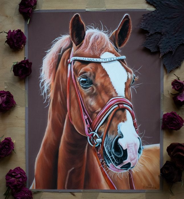 Portret konia 24x30cm pastelmat