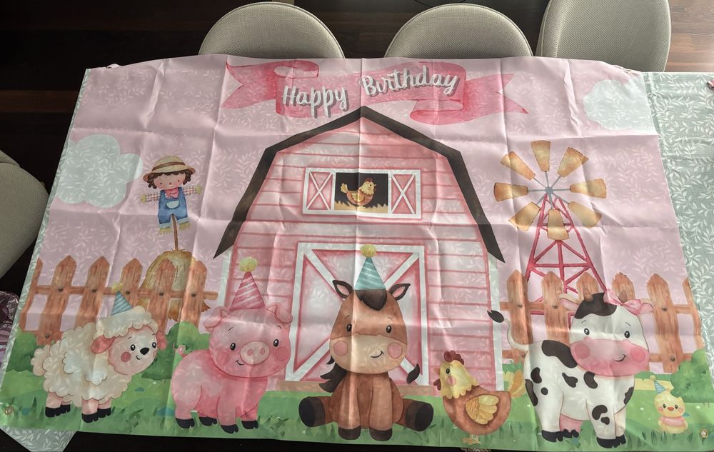 Bandeira de festa Tema animais da quinta