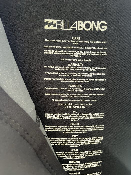 Fato Billabong foil 302 airlite superflex