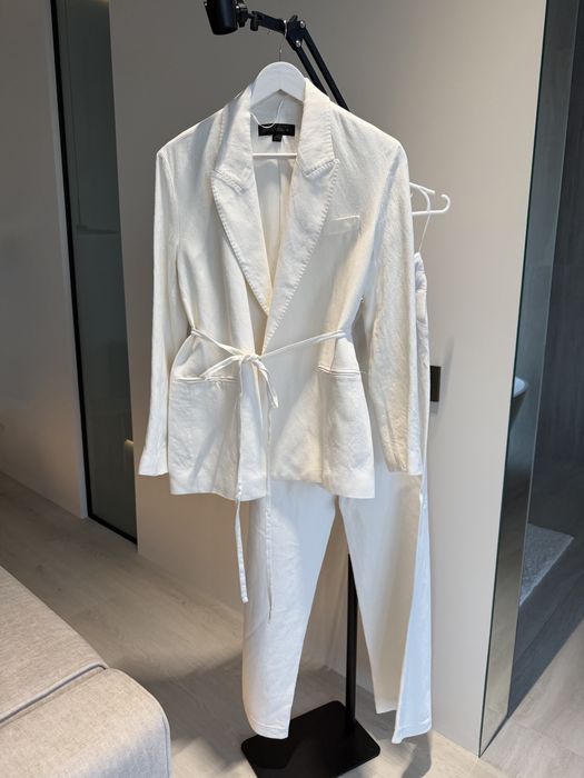 Костюм піджак та брюки білий з 100% льону Zara XS/S