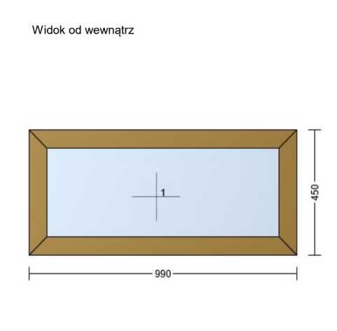 Witryna 990x450 złoty dąb, okno PCV