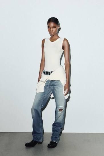 Боді колір екрю, біле Zara