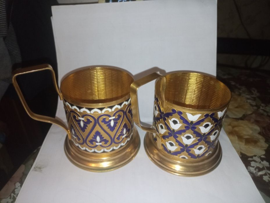 Позолоченные подстаканники времен СССР, 1958г,Ю.З. цена за  пару.
