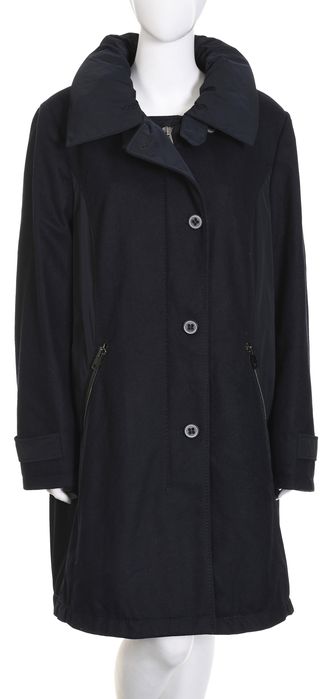 GIL BRET wełniany granatowy płaszcz damski na zamek 65% wełna r. 48