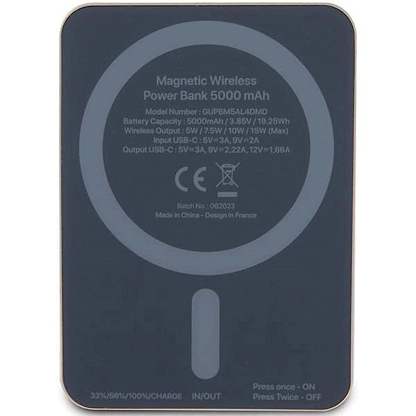 Powerbank indukcyjny Guess MagSafe 4G Strassed Metal Logo 15W 5000mAh