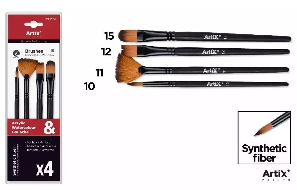 Pędzle syntetyczne 4szt. MP Main Paper