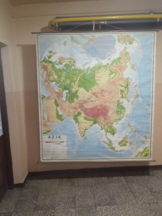 Mapa szkolna z okresu PRL - AZJA.