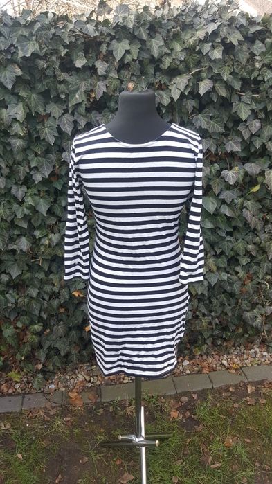 Sukienka w paski na długi rękaw M bawełna