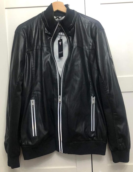 Kurtka GUESS czarna skóra ekologiczna L NOWA metka