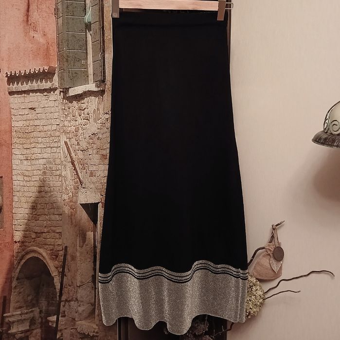 Спідниця максі в'язана довга трикотаж з люрексом