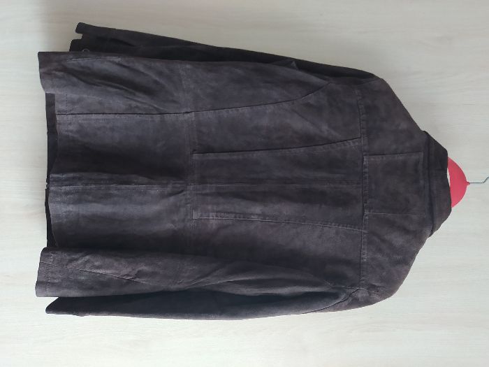 Skórzana zamszowa ocieplana kurtka damska