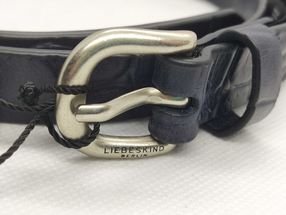 NOWY skórzany pasek damski Liebeskind Berlin Belt4A czarny GERMANY