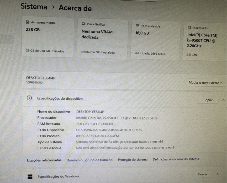 Mini PC Lenovo ThinkCentre m920q-9500T