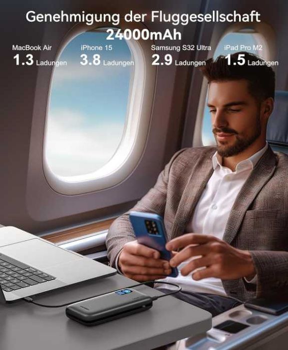 Power Bank повербанк быстрая зарядка  AsperX 24000mAh PD 145Wдля ноута