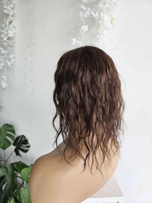 Tupet topper z włosów naturalnych kreconych Anna fale naturlany brąz