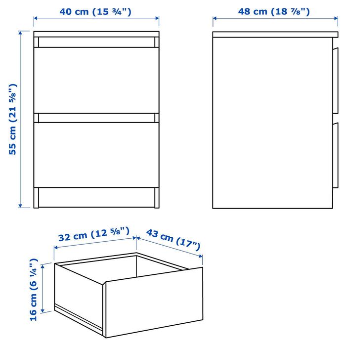 Cômoda c/2 gavetas ikea