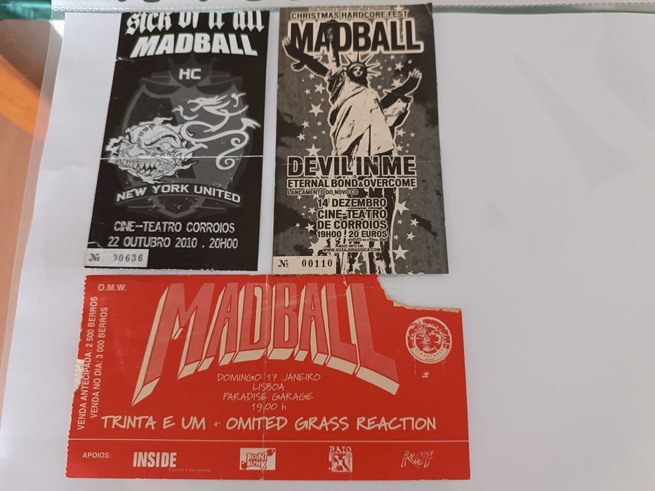 bilhetes de bandas colecionadores