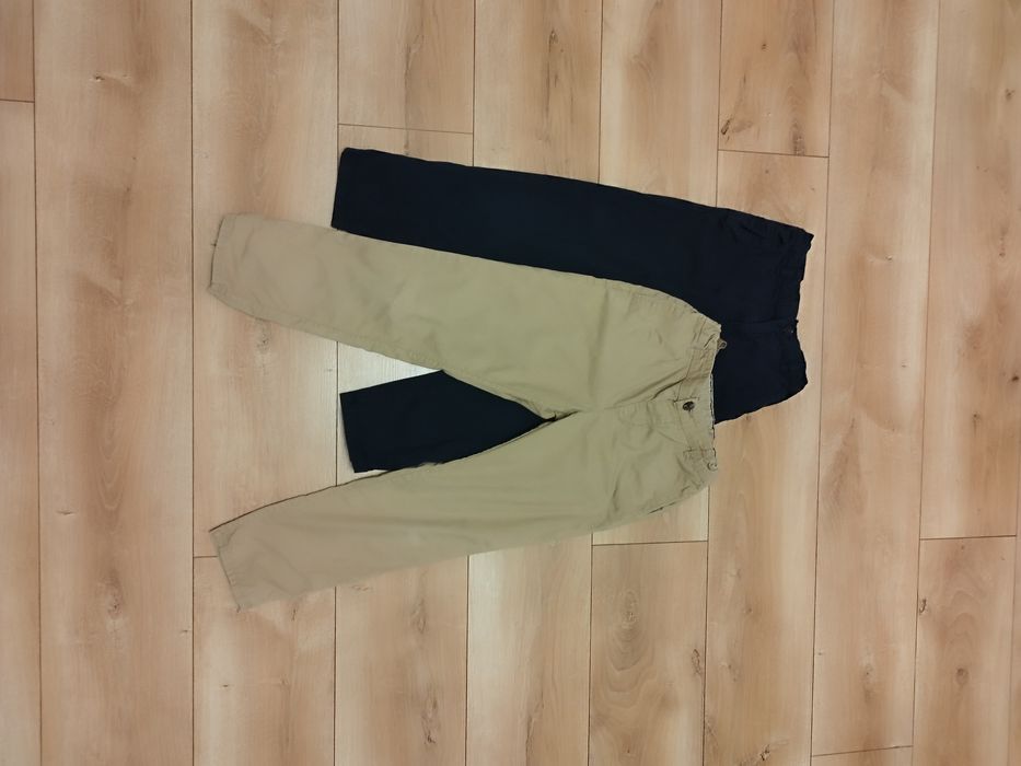 Spodnie beżowe granatowe komplet h&m zara