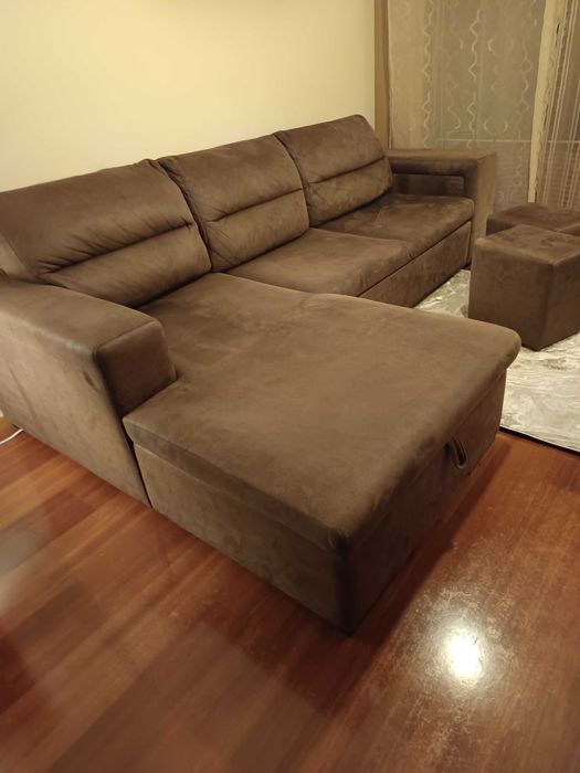 Sofá 3 lugares com cama e chaise lounge