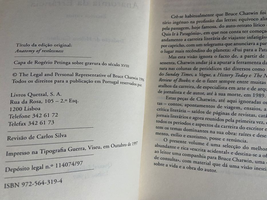 Livro Bruce Chatwin