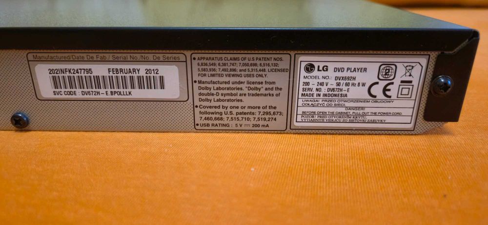 Odtwarzacz DVD LG DVX692H