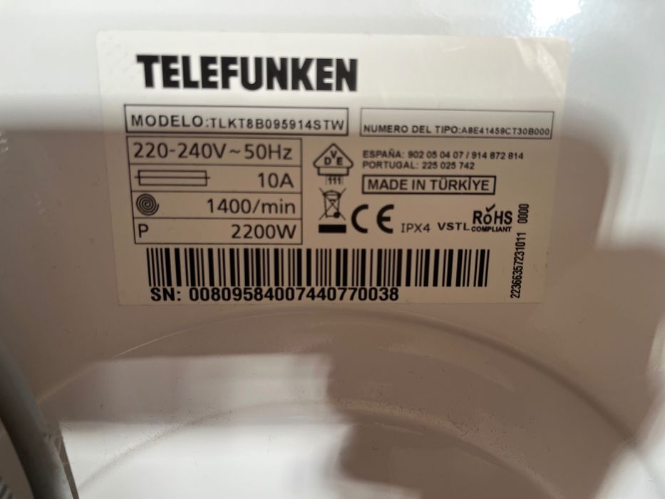 Peças máquina lavar roupa telefunken