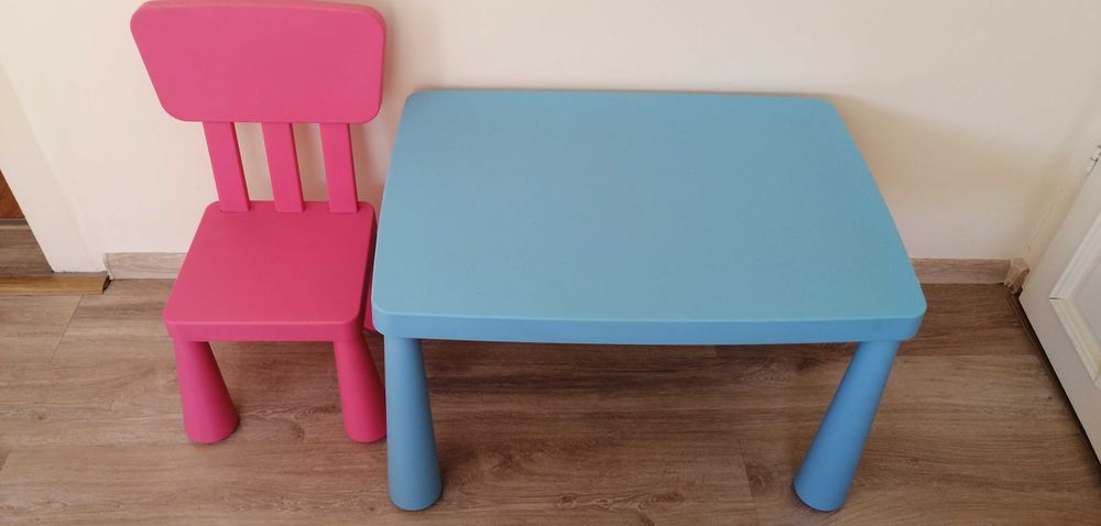 Stolik i krzesło dla dziecka Mammut IKEA Niebieski/Różowy