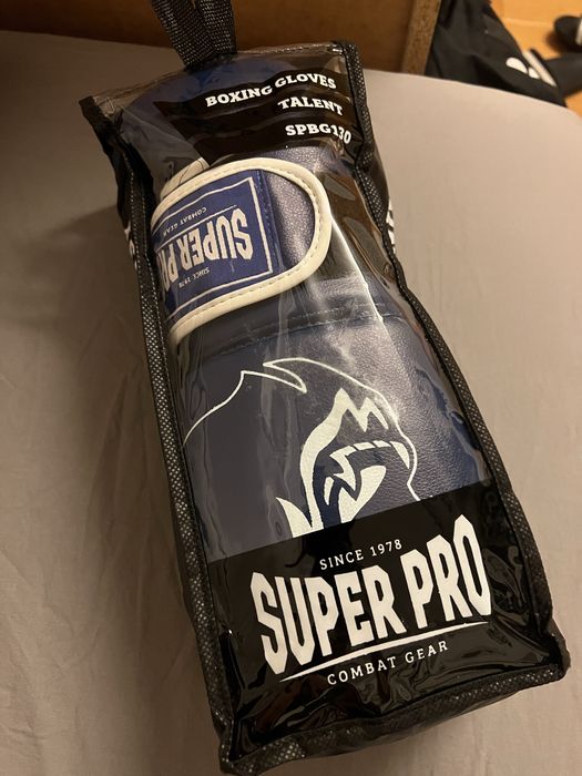 Luvas se boxe super pro-azul e branco