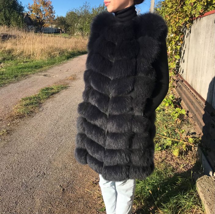 Жилетка з натурального хутра, песець