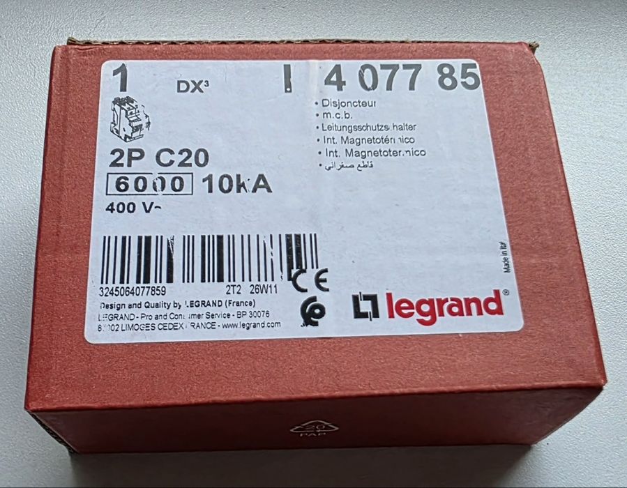 Wyłącznik obwodowy Legrand 407785 DX³6000 10kA Śruba wysokiej i niskiej półki 2P, 230V~ do 400V~, 50A, krzywa C, 2 moduły