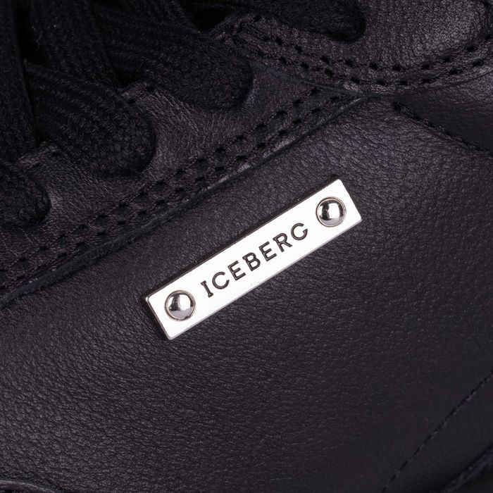 ICEBERG skórzane włoskie sneakersy/buty męskie BLACK