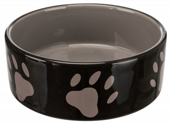Ceramiczna miska dla psa 16cm - Trixie czarna w szare łapki 800ml