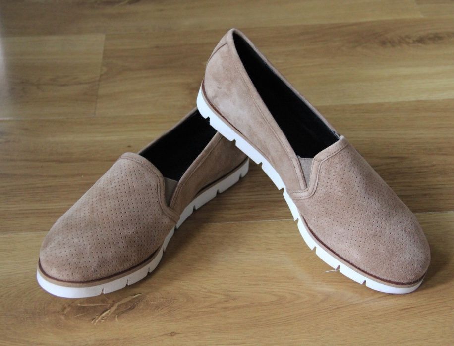 OCHNIK skórzane bydleca baleriny slip on 39 skora bezowe mokasyny