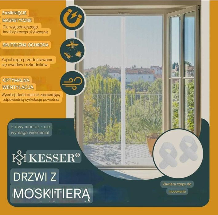 KESSER® Magnetyczna moskitiera na drzwi 90x200 cm - biała